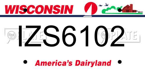 IZS6102 Wisconsin License Plate