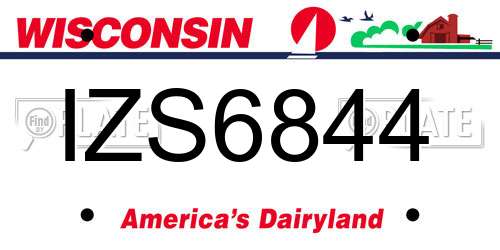 IZS6844 Wisconsin License Plate
