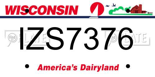IZS7376 Wisconsin License Plate