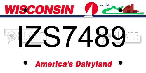 IZS7489 Wisconsin License Plate
