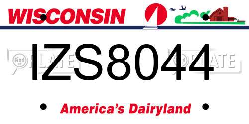 IZS8044 Wisconsin License Plate