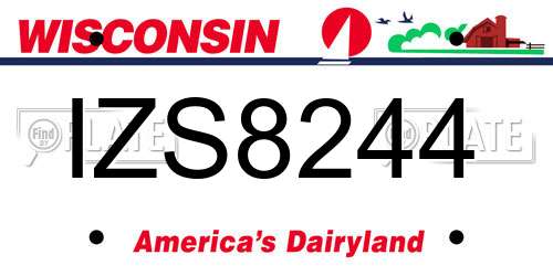 IZS8244 Wisconsin License Plate