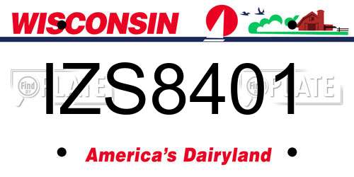 IZS8401 Wisconsin License Plate