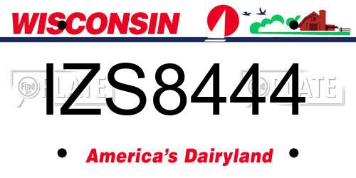 IZS8444 Wisconsin License Plate