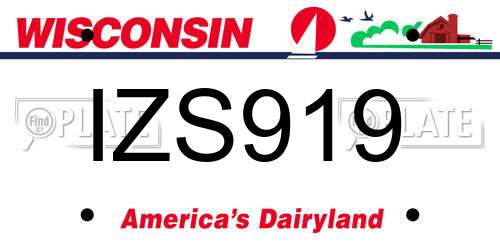 IZS919 Wisconsin License Plate
