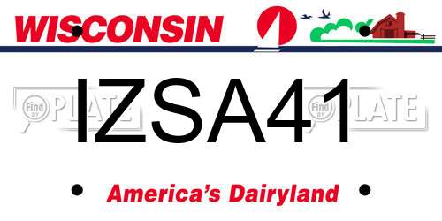 IZSA41 Wisconsin License Plate