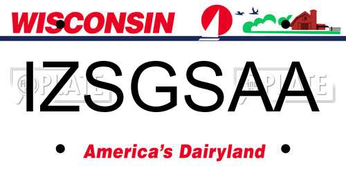 IZSGSAA Wisconsin License Plate