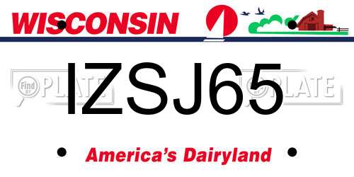IZSJ65 Wisconsin License Plate