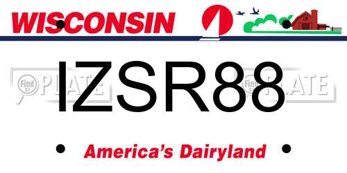 IZSR88 Wisconsin License Plate