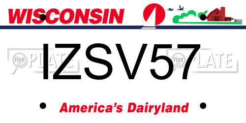 IZSV57 Wisconsin License Plate