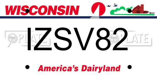 IZSV82 Wisconsin License Plate
