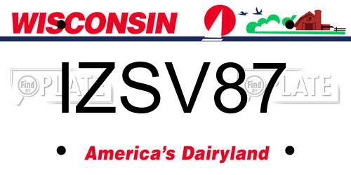 IZSV87 Wisconsin License Plate