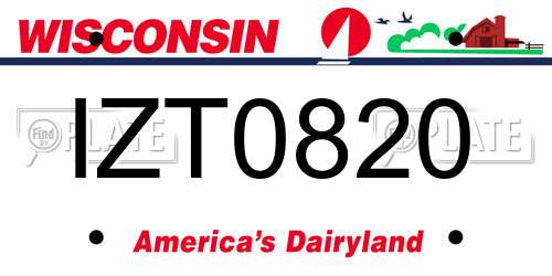 IZT0820 Wisconsin License Plate