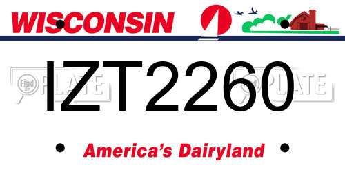 IZT2260 Wisconsin License Plate