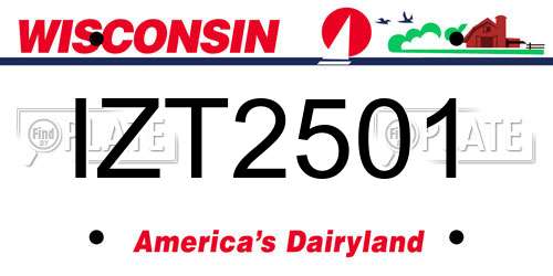 IZT2501 Wisconsin License Plate