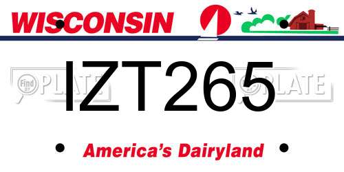 IZT265 Wisconsin License Plate