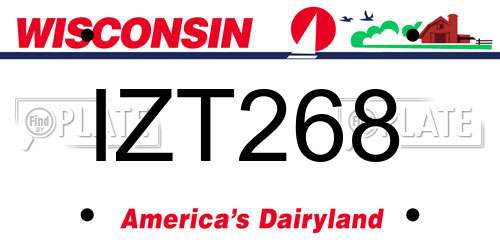 IZT268 Wisconsin License Plate