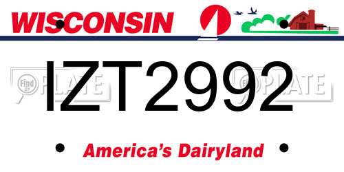 IZT2992 Wisconsin License Plate