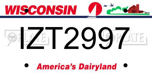 IZT2997 Wisconsin License Plate