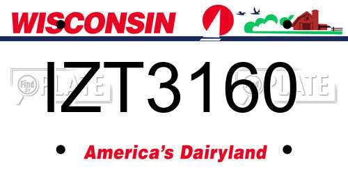 IZT3160 Wisconsin License Plate