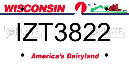 IZT3822 Wisconsin License Plate