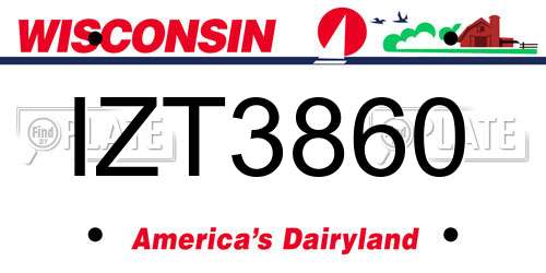 IZT3860 Wisconsin License Plate
