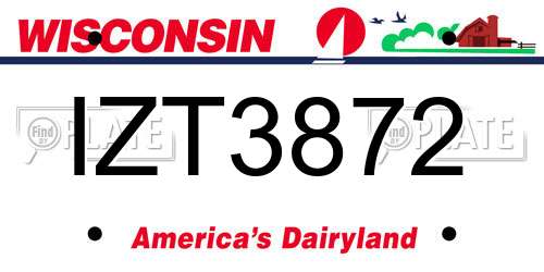 IZT3872 Wisconsin License Plate