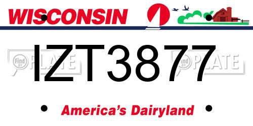 IZT3877 Wisconsin License Plate