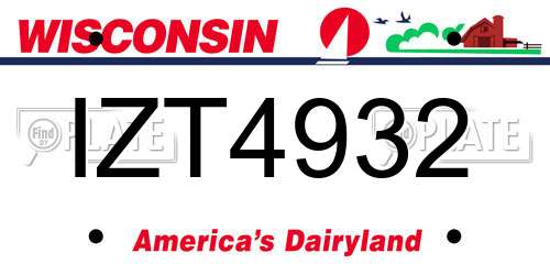 IZT4932 Wisconsin License Plate