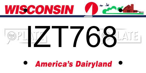 IZT768 Wisconsin License Plate