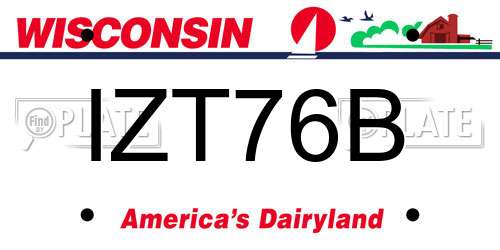 IZT76B Wisconsin License Plate