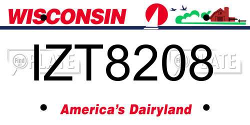 IZT8208 Wisconsin License Plate