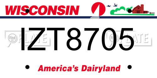 IZT8705 Wisconsin License Plate