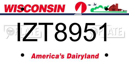 IZT8951 Wisconsin License Plate