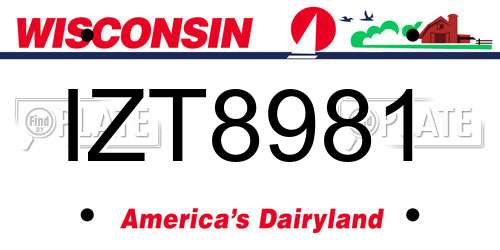 IZT8981 Wisconsin License Plate