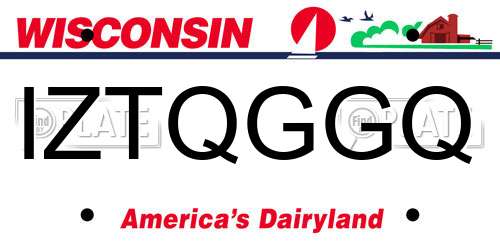 IZTQGGQ Wisconsin License Plate