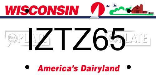 IZTZ65 Wisconsin License Plate