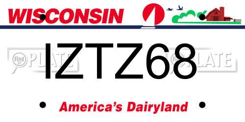 IZTZ68 Wisconsin License Plate