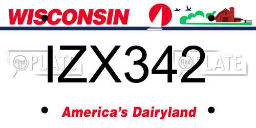 IZX342 Wisconsin License Plate