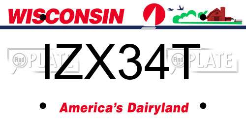 IZX34T Wisconsin License Plate
