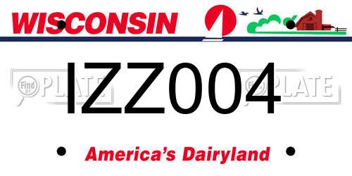 IZZ004 Wisconsin License Plate
