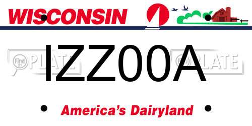 IZZ00A Wisconsin License Plate