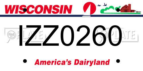 IZZ0260 Wisconsin License Plate