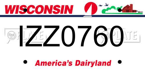 IZZ0760 Wisconsin License Plate
