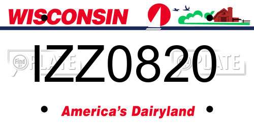 IZZ0820 Wisconsin License Plate