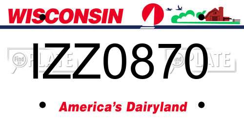 IZZ0870 Wisconsin License Plate