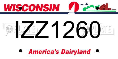 IZZ1260 Wisconsin License Plate