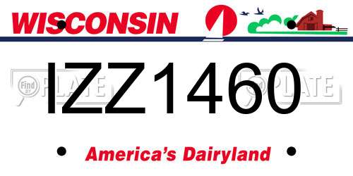 IZZ1460 Wisconsin License Plate