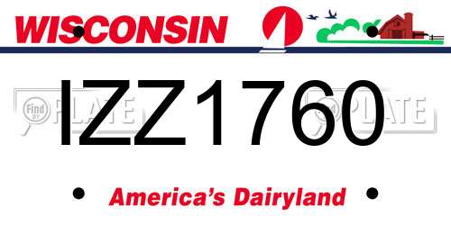 IZZ1760 Wisconsin License Plate