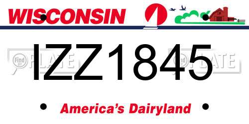 IZZ1845 Wisconsin License Plate